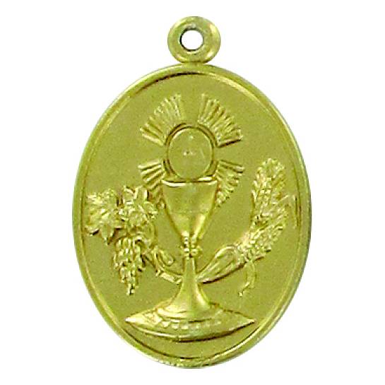Medaglia Eucaristia con calice in metallo dorato - 2,7 cm