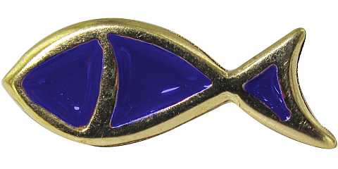 Distintivo pesce dorato con smalto blu - 2,5 cm