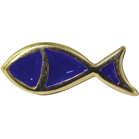 Distintivo pesce dorato con smalto blu - 2,5 cm