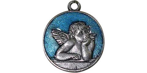 Medaglia in metallo raffigurante un angioletto (azzurro) Ø 2 cm