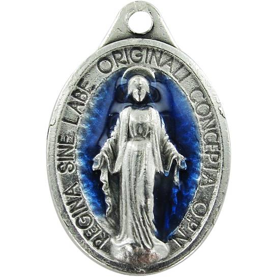 Medaglia Miracolosa in metallo con smalto blu - 2 cm