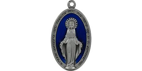 Medaglia Miracolosa in metallo con smalto blu - 4,5 cm