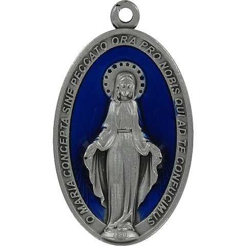 Medaglia Miracolosa in metallo con smalto blu - 4,5 cm