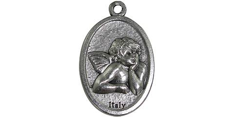 Medaglia ovale in metallo raffigurante un angelo cherubino - 2,5 x 1,5 cm