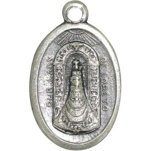 Medaglia Madonna Loreto in metallo ossidato - 2,5 cm