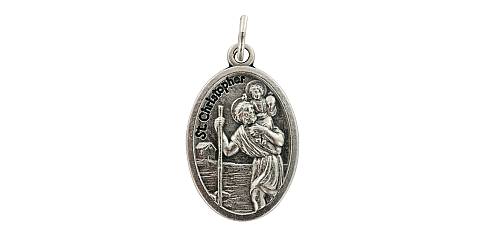 Medaglia San Cristoforo ovale in metallo ossidato - 2 cm