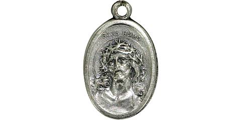 Medaglia Volto Gesù ovale in metallo ossidato - 20 mm