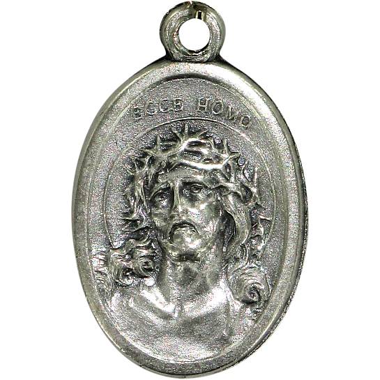 Medaglia Volto Gesù ovale in metallo ossidato - 20 mm