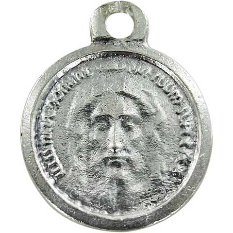 Medaglia Volto di Cristo tonda in metallo argentato - 1,5 cm