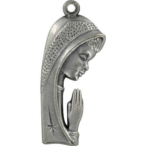 Medaglia Madonna di profilo in metallo - 3,5 cm
