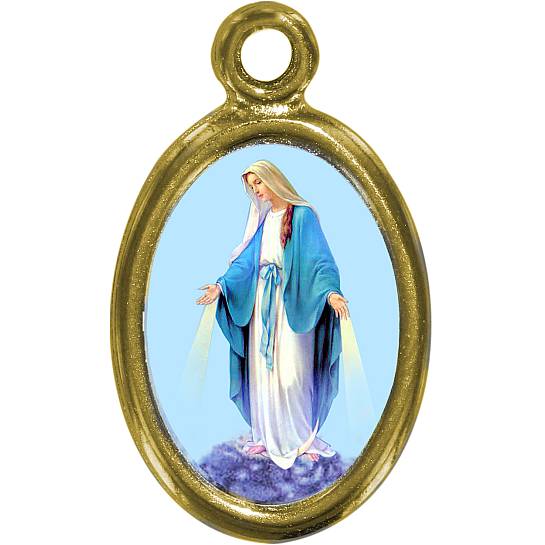Medaglia Madonna Miracolosa in metallo dorato e resina - 1,5 cm