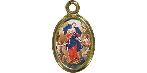 Medaglia Madonna che scioglie i nodi in metallo dorato e resina - 1,5 cm