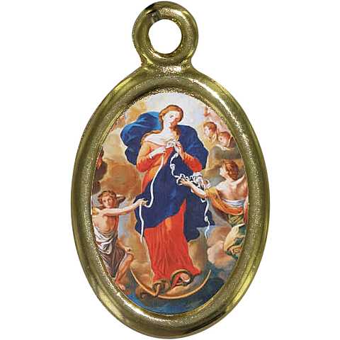 Medaglia Madonna che scioglie i nodi in metallo dorato e resina - 1,5 cm
