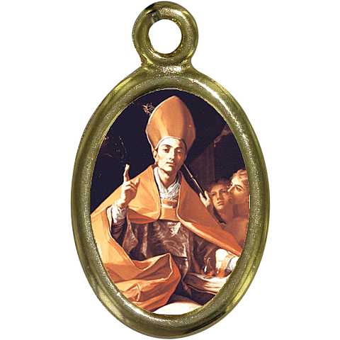 Medaglia San Carlo Borromeo in metallo dorato e resina - 1,5 cm