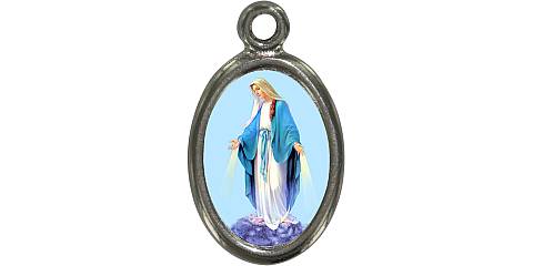 Medaglia Madonna Miracolosa in metallo nichelato e resina - 1,5 cm