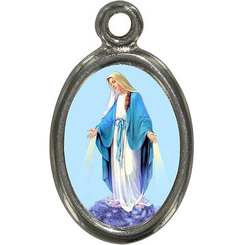 Medaglia Madonna Miracolosa in metallo nichelato e resina - 1,5 cm