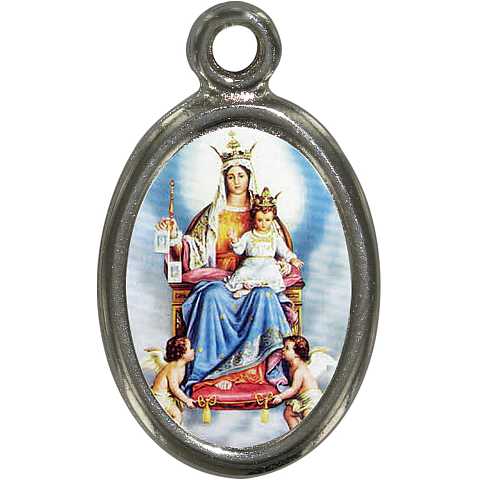 Medaglia Madonna del Carmelo in metallo nichelato e resina - 1,5 cm 