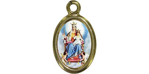 Medaglia Madonna del Carmelo in metallo dorato e resina - 2,5 cm