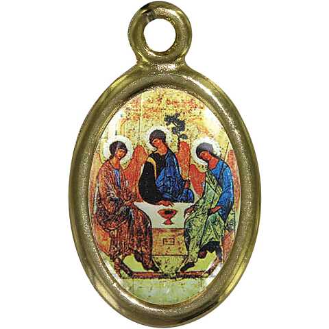 Medaglia Santissima Trinità in metallo dorato e resina - 2,5 cm
