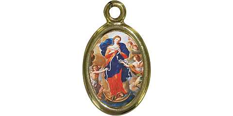 Medaglia Madonna che scioglie i nodi in metallo dorato e resina - 2,5 cm