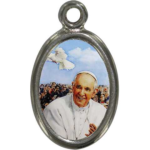 Medaglia Papa Francesco benedicente in metallo nichelato e resina - 2,5 cm