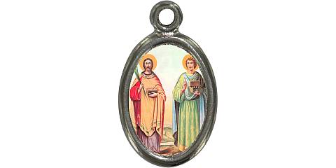 Medaglia Santi Cosma e Damiano in metallo nichelato e resina - 2,5 cm
