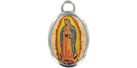 Medaglia Madonna di Guadalupe in metallo nichelato e resina - 3,5 cm