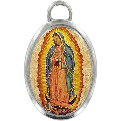 Medaglia Madonna di Guadalupe in metallo nichelato e resina - 3,5 cm