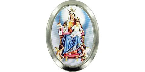Calamita Madonna del Carmelo in metallo nichelato ovale