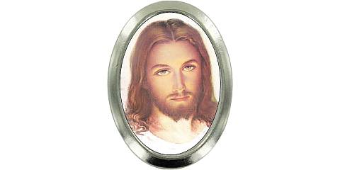 Calamita Volto di Gesù in metallo nichelato ovale