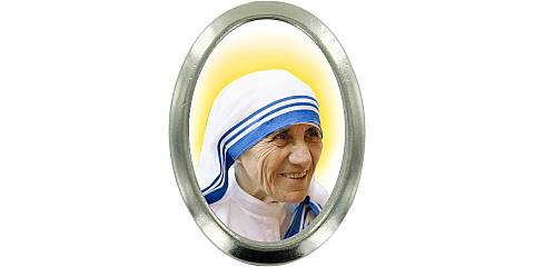 Calamita Madre Teresa di Calcutta in metallo nichelato ovale