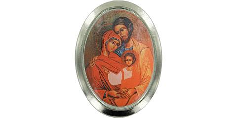 Calamita Santa Famiglia icona in metallo nichelato ovale