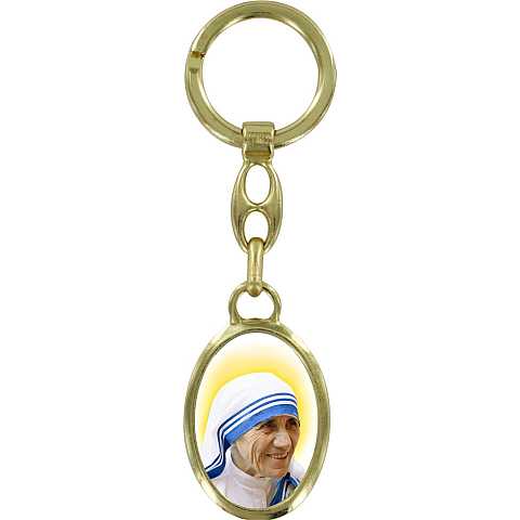 Portachiavi Santa Madre Teresa di Calcutta in metallo dorato 