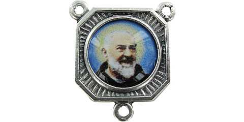 Crociera Padre Pio in metallo ossidato e resina per rosario fai da te