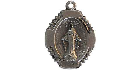 Medaglia Madonna Miracolosa ovale in metallo ossidato - 2,4 cm