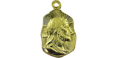 Medaglia volto Cristo in metallo dorato - 1,9 cm