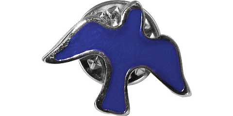 Distintivo Spirito Santo in metallo nichelato con smalto blu - 1,5 cm