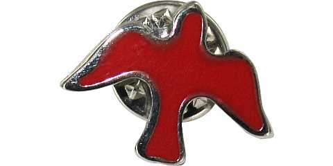 Distintivo Spirito Santo in metallo nichelato con smalto rosso - 1,5 cm