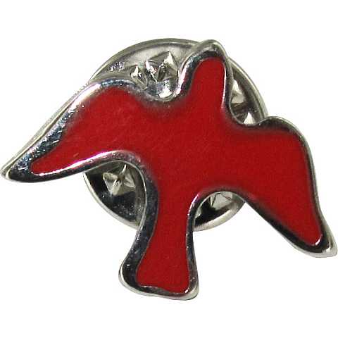 Distintivo Spirito Santo in metallo nichelato con smalto rosso - 1,5 cm