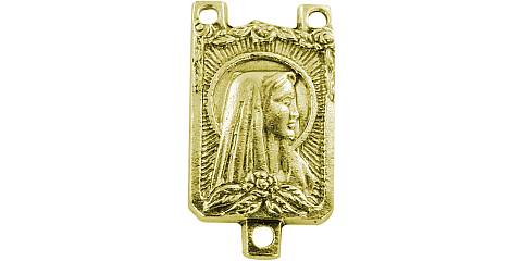 Crociera Lourdes rettangolare in metallo dorato per rosario fai da te	