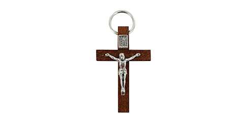 Croce in legno color palissandro con Cristo - 3,5 cm