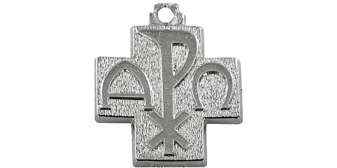 STOCK: Croce Alfa Omega in metallo ossidato - 2 cm