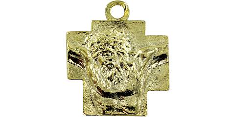 STOCK: Croce volto Cristo in metallo dorato - 2 cm