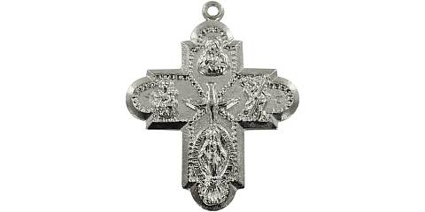 Croce in metallo ossidato con quattro Santi - 3 cm
