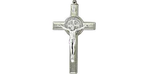 Croce San Benedetto in metallo nichelato - 7,5 cm