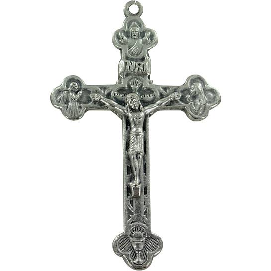 Croce in metallo ossidato con Cristo - 6 cm