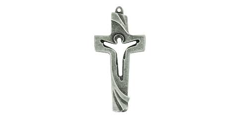 Croce in metallo con Cristo traforato - 3 cm
