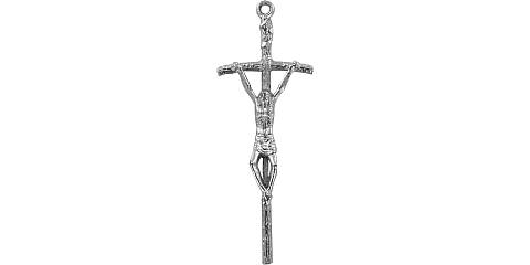 Croce pastorale con Cristo riportato in metallo argentato - 3,8 cm
