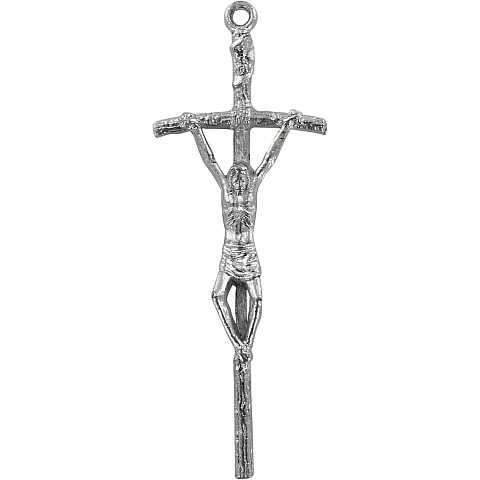 Croce pastorale con Cristo riportato in metallo argentato - 4,6 cm
