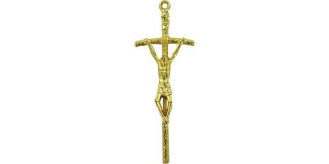 Croce pastorale con Cristo riportato in metallo dorato - 3,8 cm